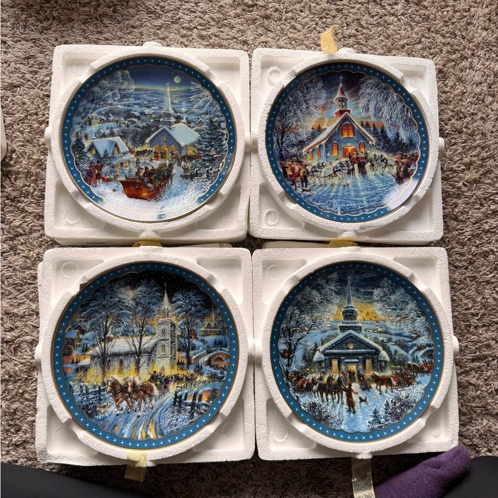 Stewart Sherwood Heartfelt Traditions Winter Village Art Plate Lot